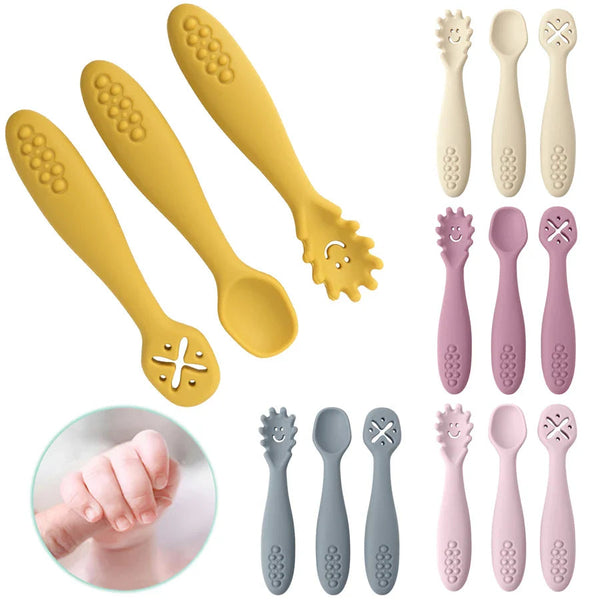 Kit 3 Colheres de Silicone Infantil para Introdução Alimentar