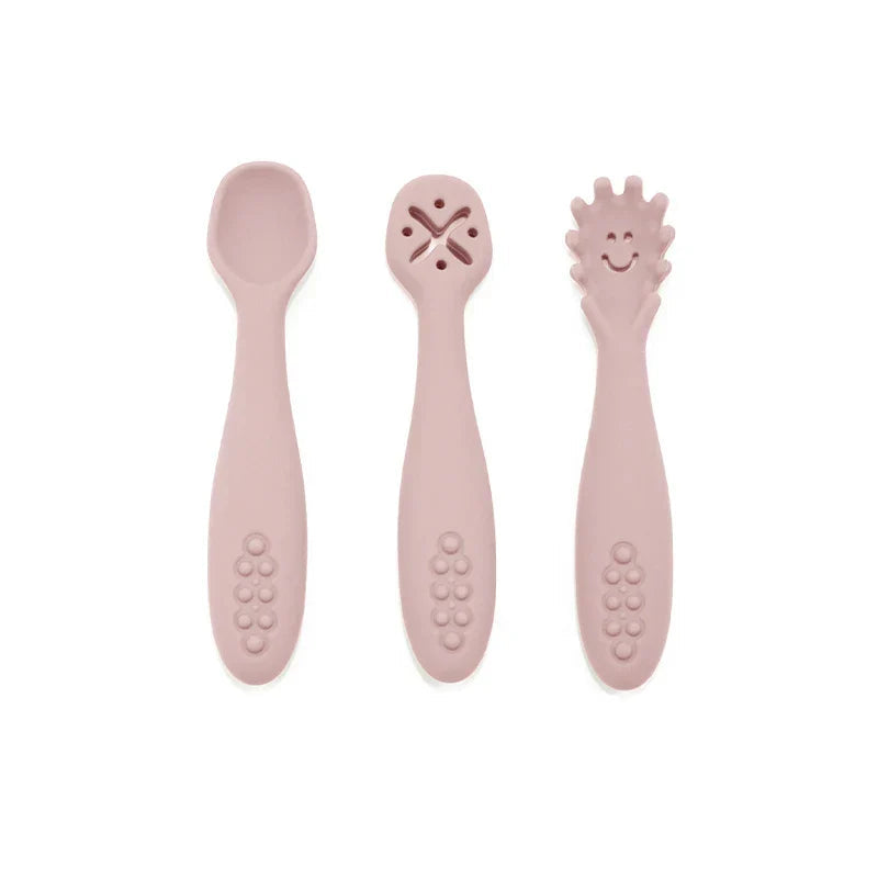 Kit 3 Colheres de Silicone Infantil para Introdução Alimentar