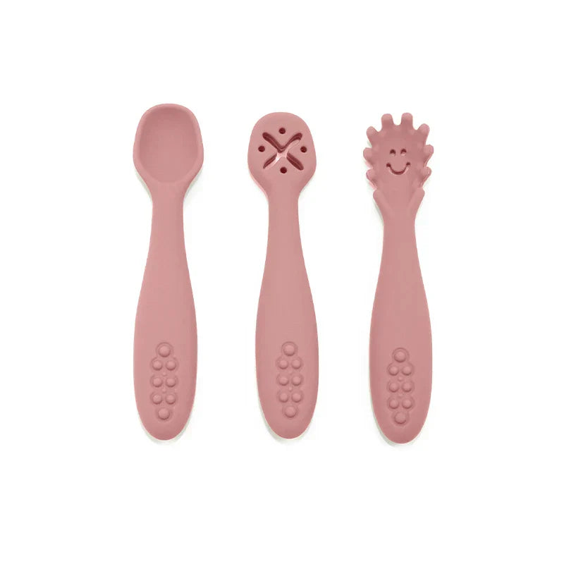 Kit 3 Colheres de Silicone Infantil para Introdução Alimentar