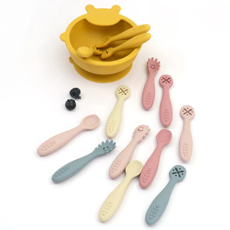 Kit 3 Colheres de Silicone Infantil para Introdução Alimentar